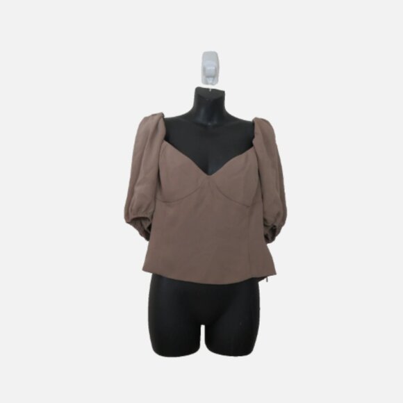 Wilfred Size 1X Novella Sweetheart Blouse Top Grey Taupe Short Sleeve NEW - Picture 1 of 5